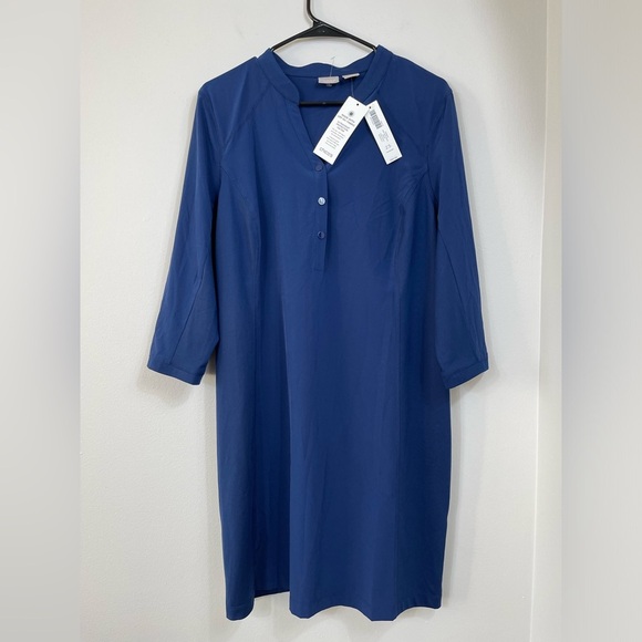 Chico's Dresses & Skirts - Chico's Zenergy Knit Insert Elegant Blue Sleeve Women's Dress UPF Sz 14 NWT